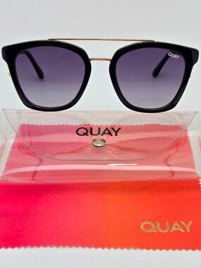 Quay Australia Sweet Dreams Black Gold Frame Smoke Gradient Aviator Sunglasses